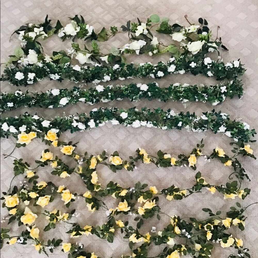 Floral garland - white/yellow- over 50 feet!